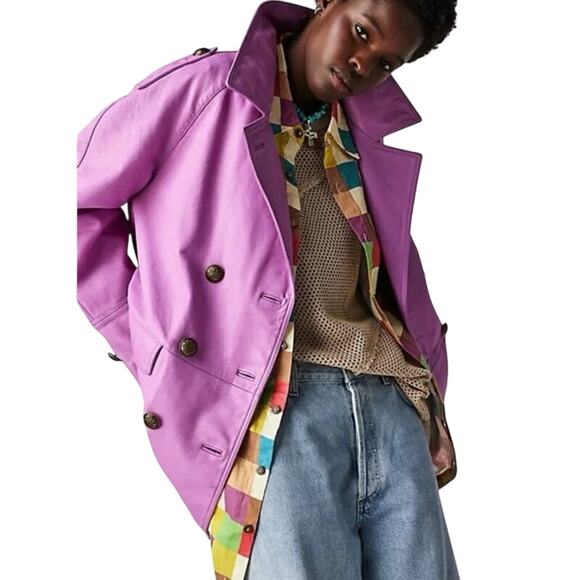 WE THE FREE Top Notch Orchid Leather Pea Coat Size XL New w/ Tag MSRP $698 SOO - Picture 1 of 12